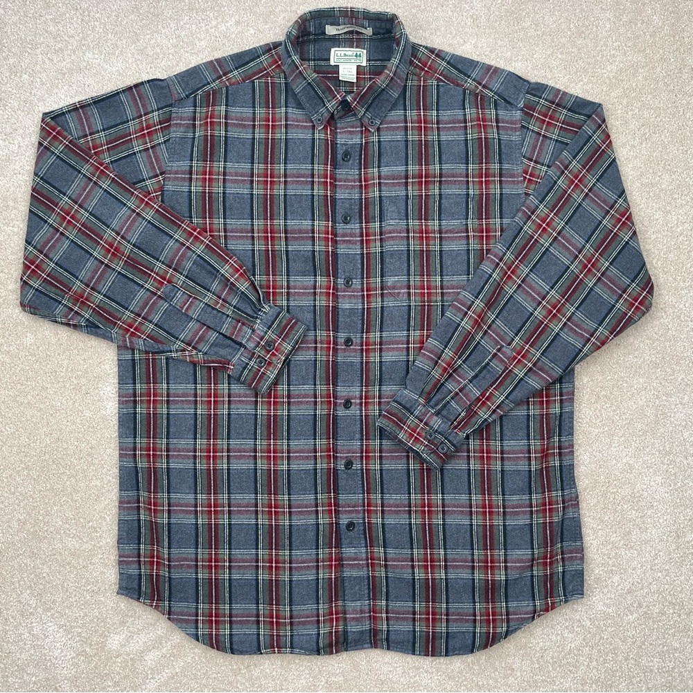 L.L.Bean Shirt Large Tall Plaid Button Up Flannel Traditional Fit Outdoor Men